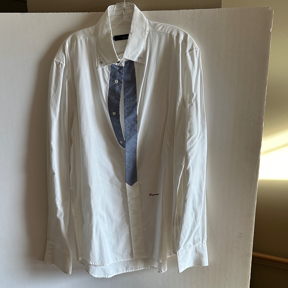NWT DSQUARED2 White Shirt with Blue Detail